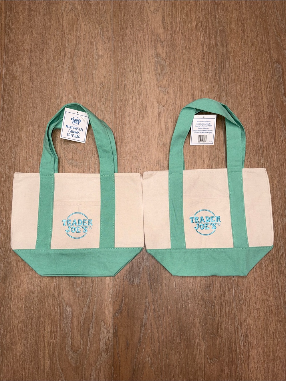 Trader Joe’s Mint Green Canvas Tote Bags